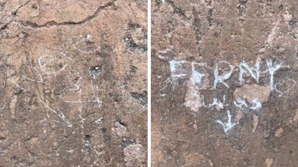 Vandals carve names into ruins at Tumacácori National Historical Park